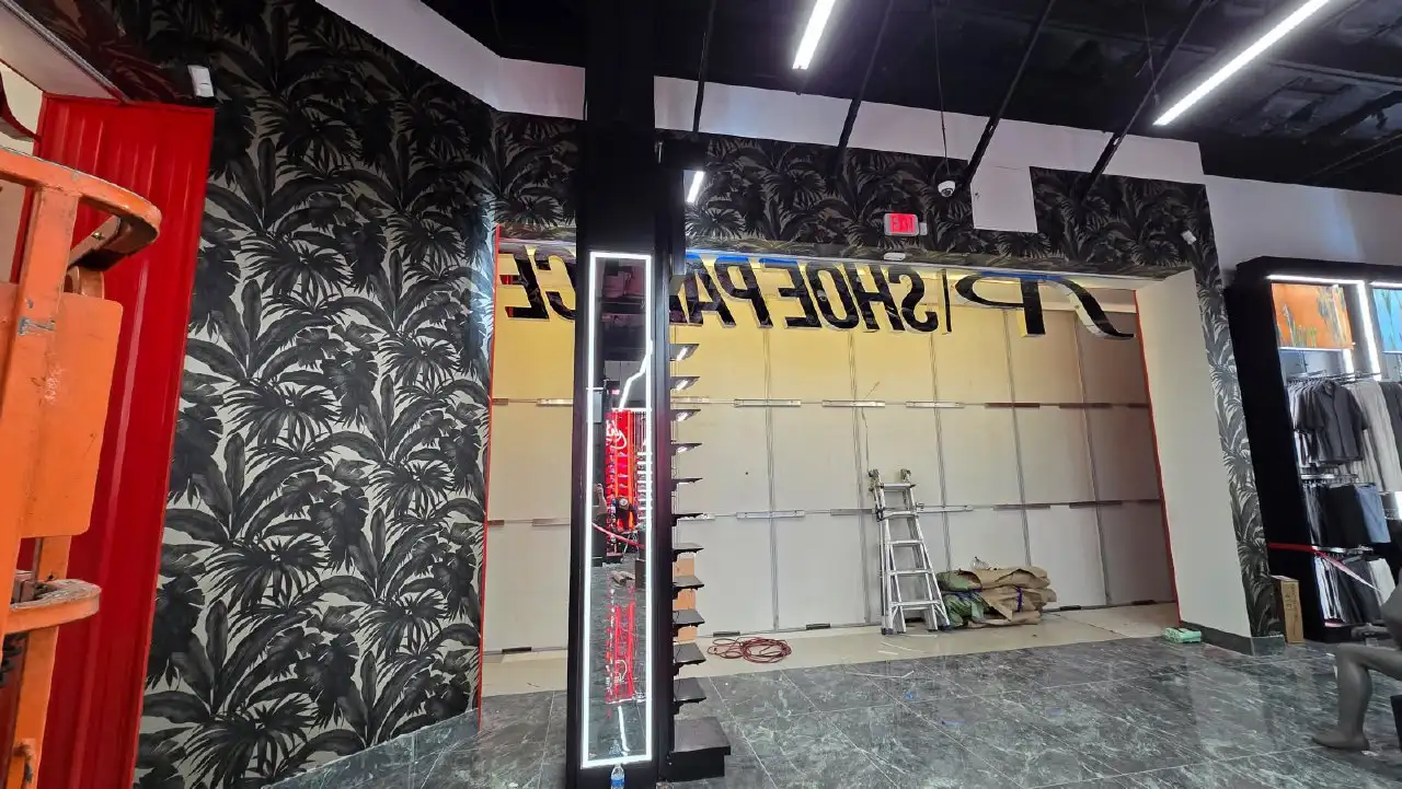 Restaurant wallpaper installation with durable vinyl