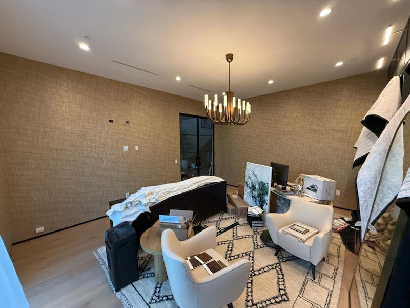 Commercial wallpaper installation in a modern office space in Alamo Heights, San Antonio