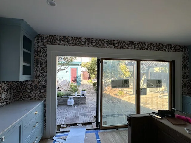 Historic home plaster wall wallpaper installation