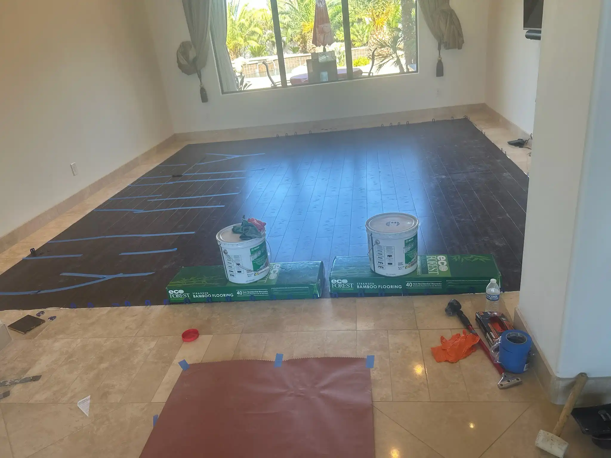 Detailed wallpaper pattern matching during professional installation in The Dominion, San Antonio